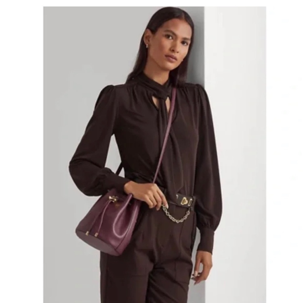 Lauren Ralph Lauren Leather Medium Andie Drawstring Bag